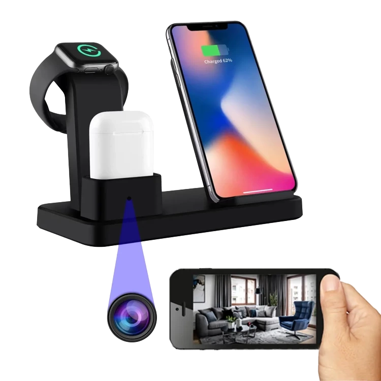 Zdjęcie ukryta kamera WiFi MKWX55 w ładowarce indukcyjnej