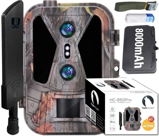 OUTLET Kamera  Leśna Fotopułapka  4K 4G LTE PODGLĄD na ŻYWO Aplikacja HC-950Pro AKU 