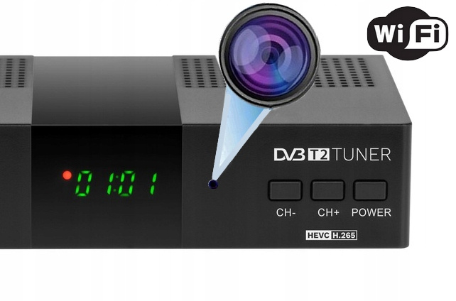 Mini Kamera WiFi Ukryta w Tunerze DVB-T2 + Karta 32GB