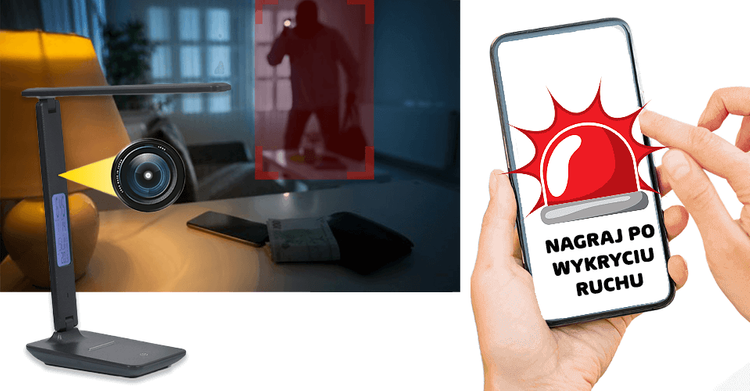 Lampa LED z Mini kamerą szpiegowską Wi-Fi L60 32GB Podgląd Online na żywo