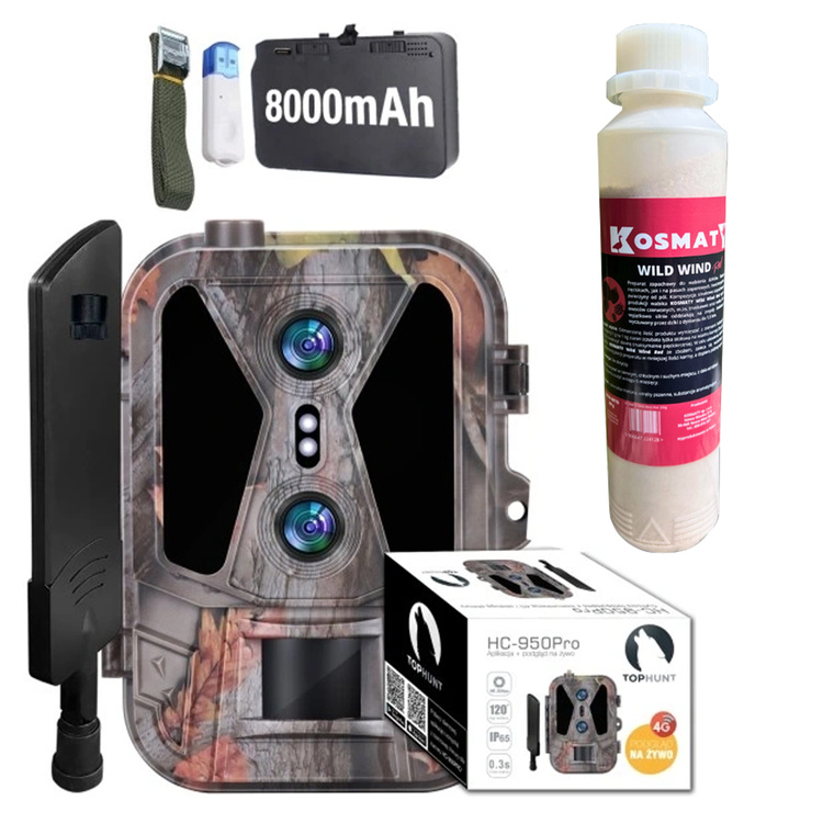 Kamera Leśna Fotopułapka 4K 4G LTE PODGLĄD na ŻYWO Aplikacja HC-950Pro AKU 