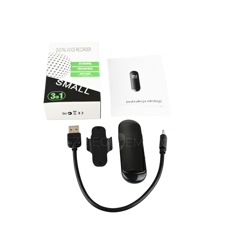 Mini kamera szpiegowska V8 dyktafon 64GB Full HD LCD OUTLET (BEZ ORYGINALNEGO OPAKOWANIA)