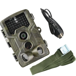 Zestaw Fotopułapka kamera leśna TOPHUNT HC800A FHD 42xIR 16MPX + Karta SD 32 GB  +8xAA
