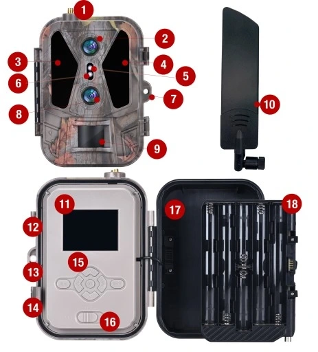 Kamera Leśna Fotopułapka 4K 4G LTE PODGLĄD na ŻYWO Aplikacja HC-950Pro AKU 