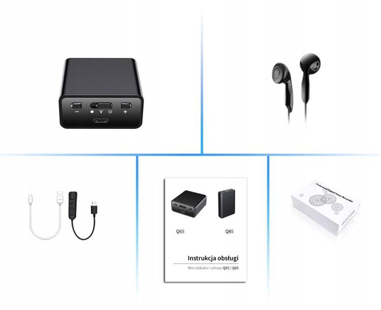Podsłuch dyktafon Szpiegowski Q65 detekcja + magnes USB / 32GB