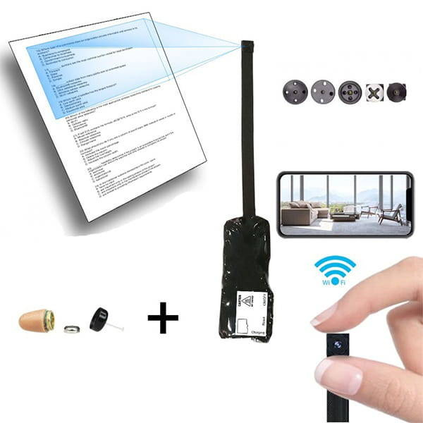 ZESTAW Mini kamera na egzamin do tekstu Wi-Fi QZ + mikro słuchawka (Podgląd Online) Idealny na sesję, do matury