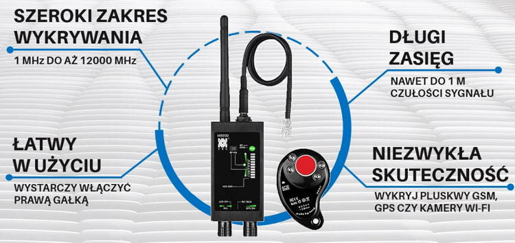 Wykrywacz podsłuchów i GPS MD8000 ( Pluskwy, lokalizatory oraz kamery WI-FI )