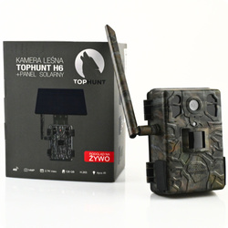 Zestaw Fotopułapka gsm Kamera Dla pszczelarza TOPHUNT H6 Dark Green Panel Solarny 6xAkumulator 18650 Karta SD 32 GB Karta SIM Orange