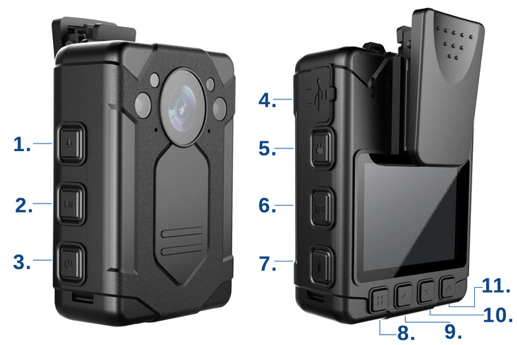 Kamera nasobna z mikrofonem DMT9 H264 LCD 2"