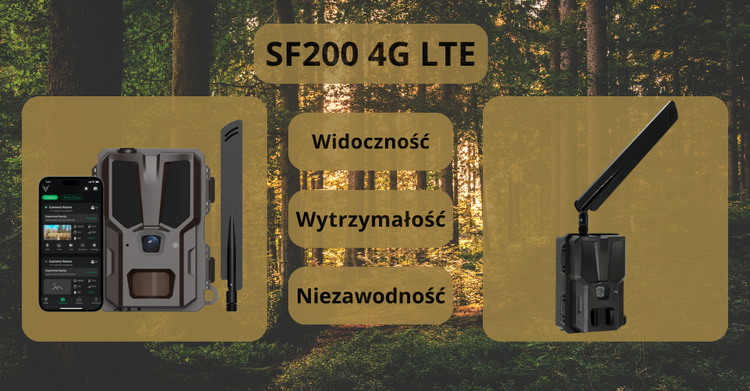 SiFar SF200 — fotopułapka 4G LTE 20 Mpx Full HD, IR 940nm, IP66, zasilanie AA + opcja solar, karta SIM w zestawie
