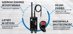 Wykrywacz podsłuchów i GPS MD8000 ( Pluskwy, lokalizatory oraz kamery WI-FI )