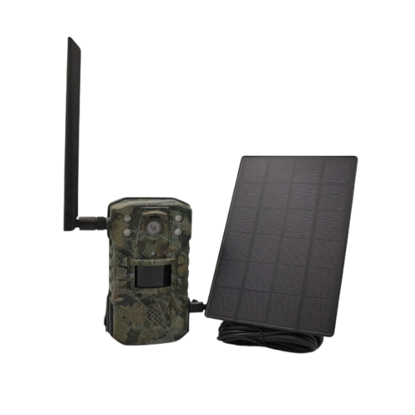 Fotopułapka H2 4G LTE live view z głośnikiem, 3×18650 i panelem solarnym w zestawie — IP66, 14 Mpx, 2.7K