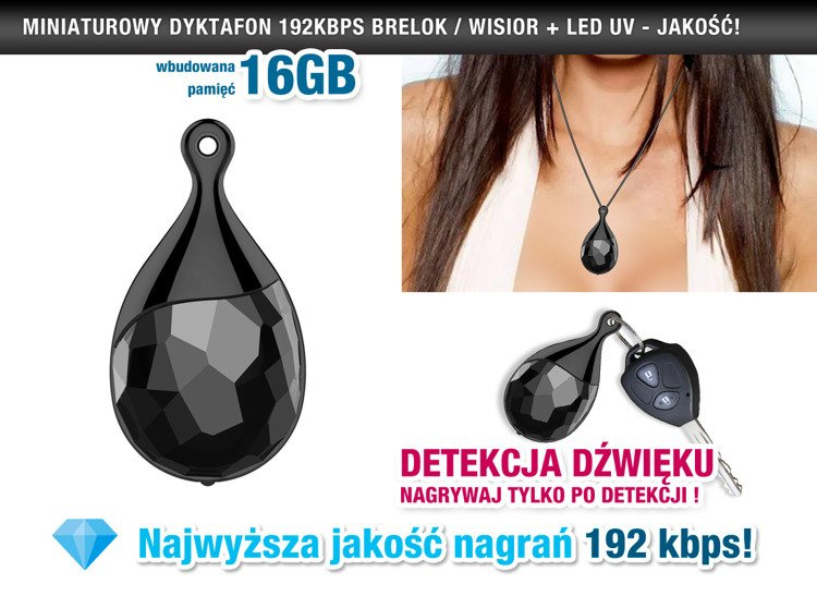 Brelok do kluczyków Dyktafon Podsłuch UR-28 16gb VOX 16GB 40h