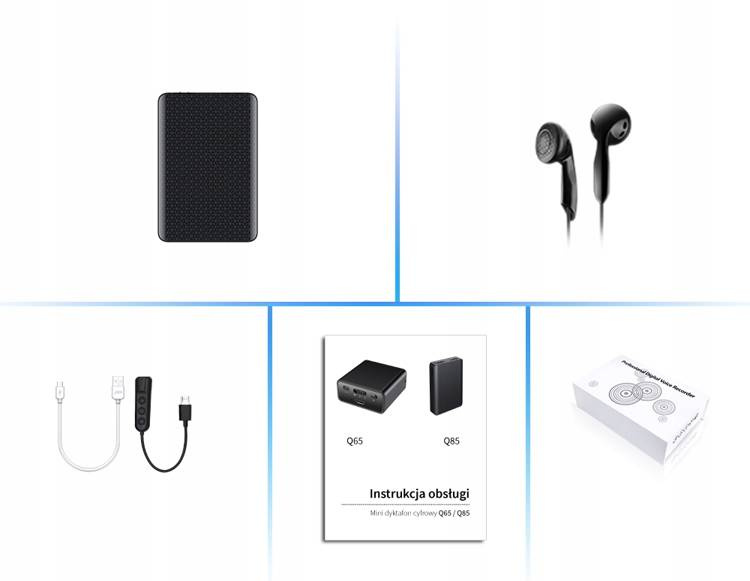 Dyktafon Podsłuch Q85 detekcja + magnes 32GB 300h
