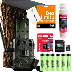 Zestaw Fotopułapka GSM Kamera Leśna TOPHUNT H6 Green Panel Solarny 6xAkumulator 18650 Karta SD 32 GB Karta SIM Orange