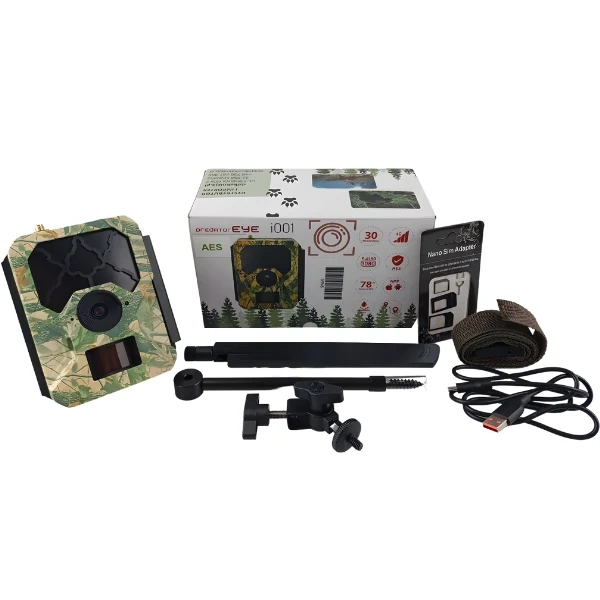 Zestaw Kamera Fotopułapka Predator Eye i001S Full-HD 4G LTE 30MPX  + 8XAA +  SD 32GB
