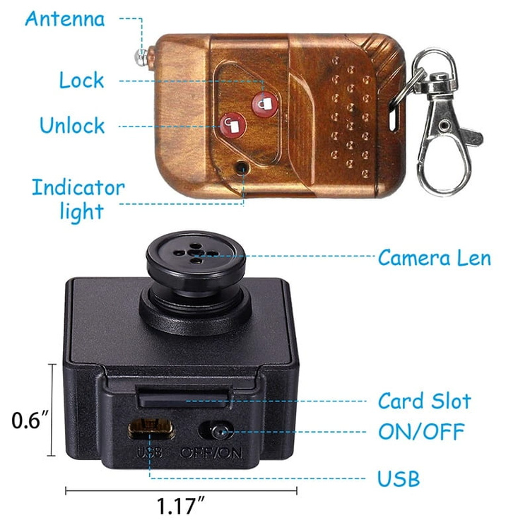 Ukryta kamera w guziku szpiegowska Efor S40 Full HD na pilot
