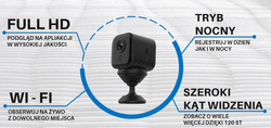 Mini kamera szpiegowska Wi-Fi A11 z Trybem Nocnym ( Zdalny Podgląd ) + karta 32GB