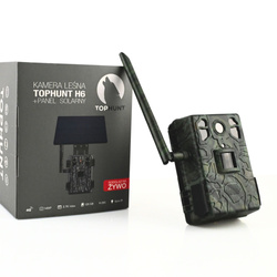 TOPHUNT H6 Green — fotopułapka 4G LTE live view, głośnik, 14 Mpx 2.7K, 15600 mAh, panel solarny w zestawie