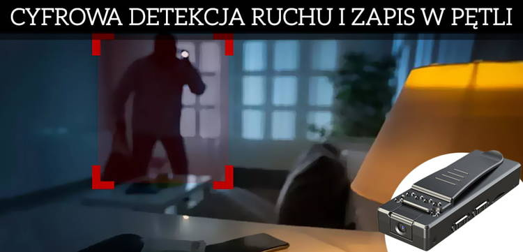 Mini Kamera ukryta A7 FULL HD IR detekcja ruchu 3h obrotowy obiektyw + 32GB