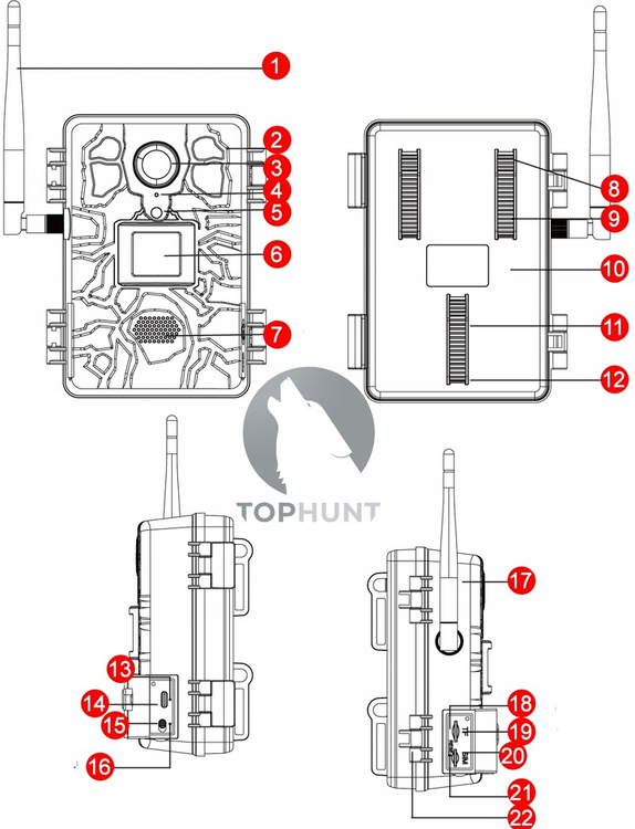 Fotopułapka gsm z podglądem na żywo TopHunt 4G LTE Dark Green