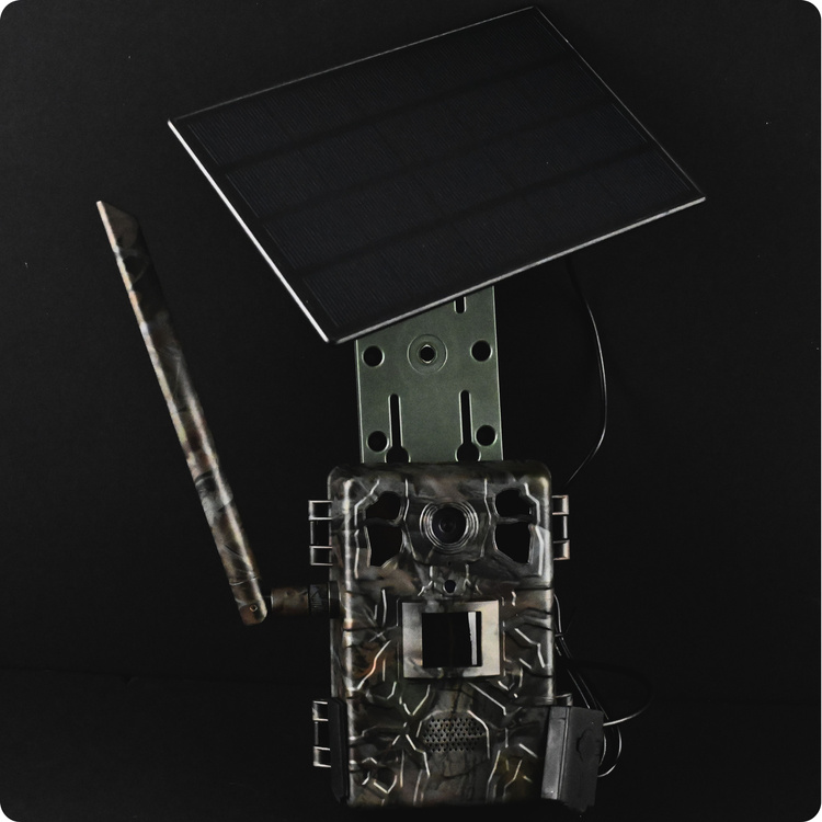 Zestaw Fotopułapka gsm Kamera Dla pszczelarza TOPHUNT H6 Dark Green Panel Solarny 6xAkumulator 18650 Karta SD 32 GB Karta SIM Orange