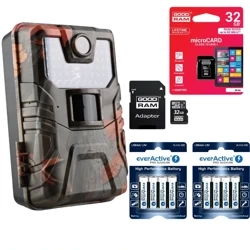 ZESTAW Fotopułapka HC-900A 36Mpx 44 IR LED + Karta SD 32GB + 8x Baterie AA everActive