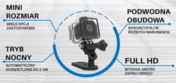 Mini kamera szpiegowska dyskretna Tryb Nocny SQ28 + Karta pamięci 32GB