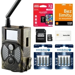 ZESTAW Fotopułapka HC-300M + Karta SD 32GB + Karta SIM Orange + 8x Baterie AA everActive