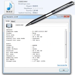 Cyfrowy dyktafon szpiegowski w długopisie 8GB 15h MBG line Q91