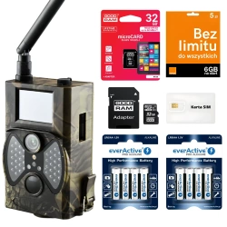 ZESTAW Fotopułapka HC-300M + Karta SD 32GB + Karta SIM Orange + 8x Baterie AA everActive