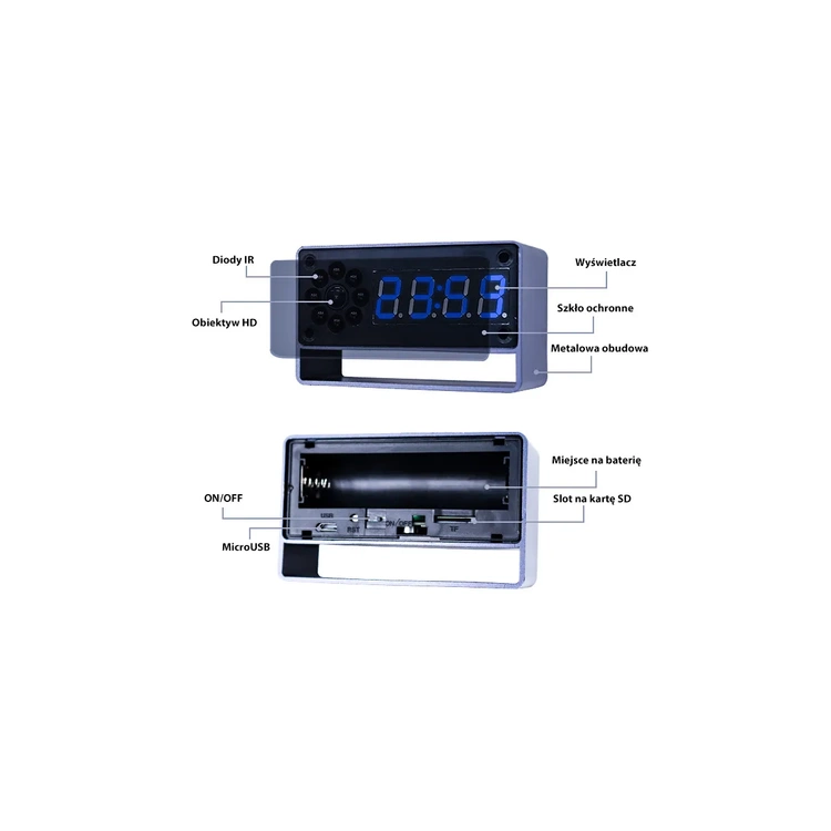 Mini Kamera Szpiegowska ukryta w zegarze budziku WIFI MK203