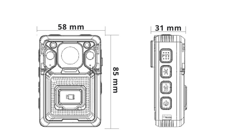 Kamera nasobna z mikrofonem stabilizacja obrazu DMT22 H265 LCD 2" 32GB