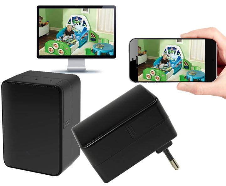Mini kamera szpiegowska WIFI w ładowarce sieciowej, detekcja ruchu podgląd na żywo IR IP25