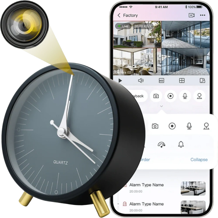 Ukryta mini kamera w budziku z czujnikiem ruchu WiFi GTW217