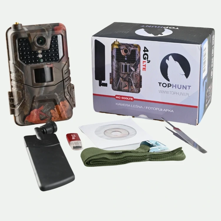 Zestaw Fotopułapka Kamera Leśna HC-900LTE GSM 16MPX +Karta SD 32 GB +8xAA