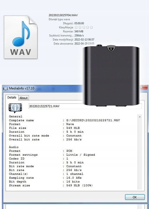 Mini Dyktafon Szpiegowski Podsłuch Q63