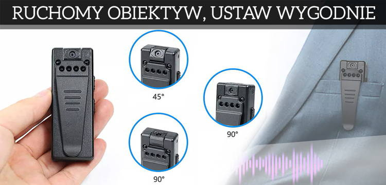 Mini Kamera ukryta A7 FULL HD IR detekcja ruchu 3h obrotowy obiektyw + 32GB