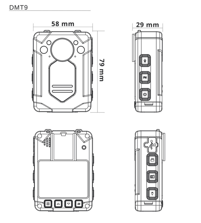 Kamera nasobna z mikrofonem DMT9 H264 LCD 2"