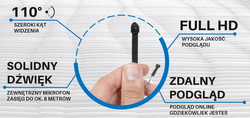 Mini kamera szpiegowska ukryta z mikrofonem WIFI M8 + MIC Podgląd na żywo