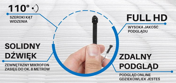 Mini kamera szpiegowska ukryta z mikrofonem WIFI M8 + MIC Podgląd na żywo