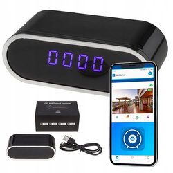 Ukryta kamera w zegarze budzik WiFi Full HD LED