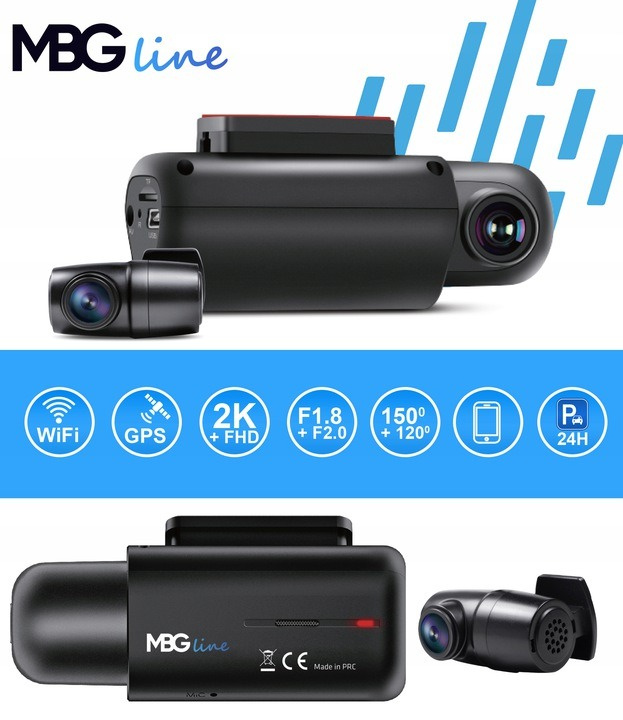 Kamera samochodowa 2K Przód Tył MBG Line T2