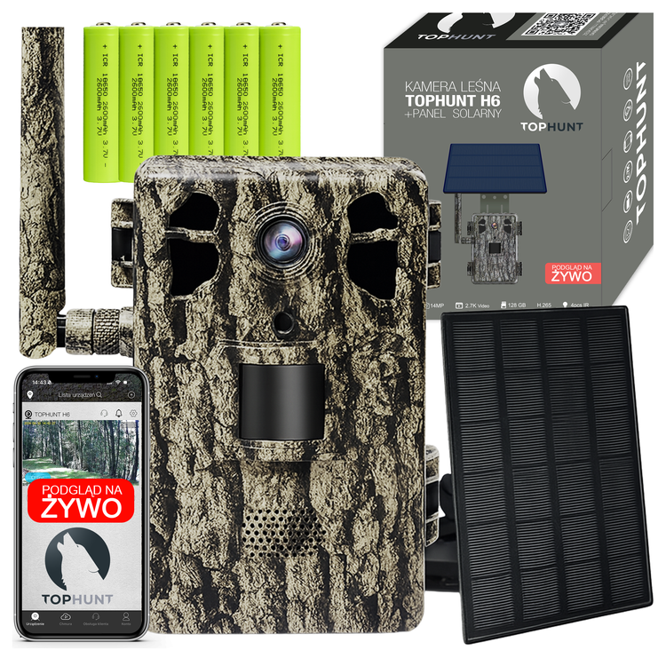 Fotopułapka gsm z podglądem na żywo TopHunt 4G LTE Tree Grain