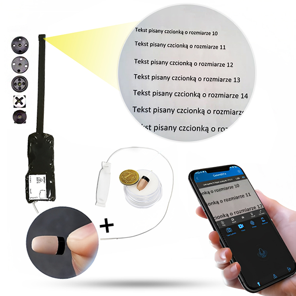 ZESTAW Mini kamera na egzamin do tekstu Wi-Fi QZ + mikro słuchawka (Podgląd Online) Idealny na sesję, do matury